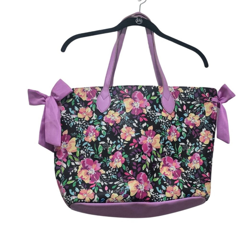 Simply Spring Canvas Floral Tote Bag with Bow Detail
